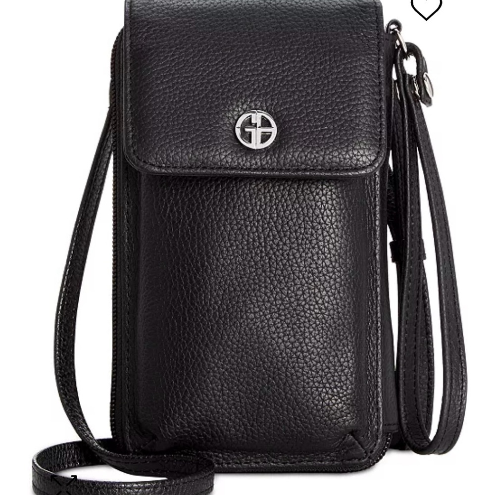 Giani Bernini Black Pebbled Leather Crossbody Phone Bag